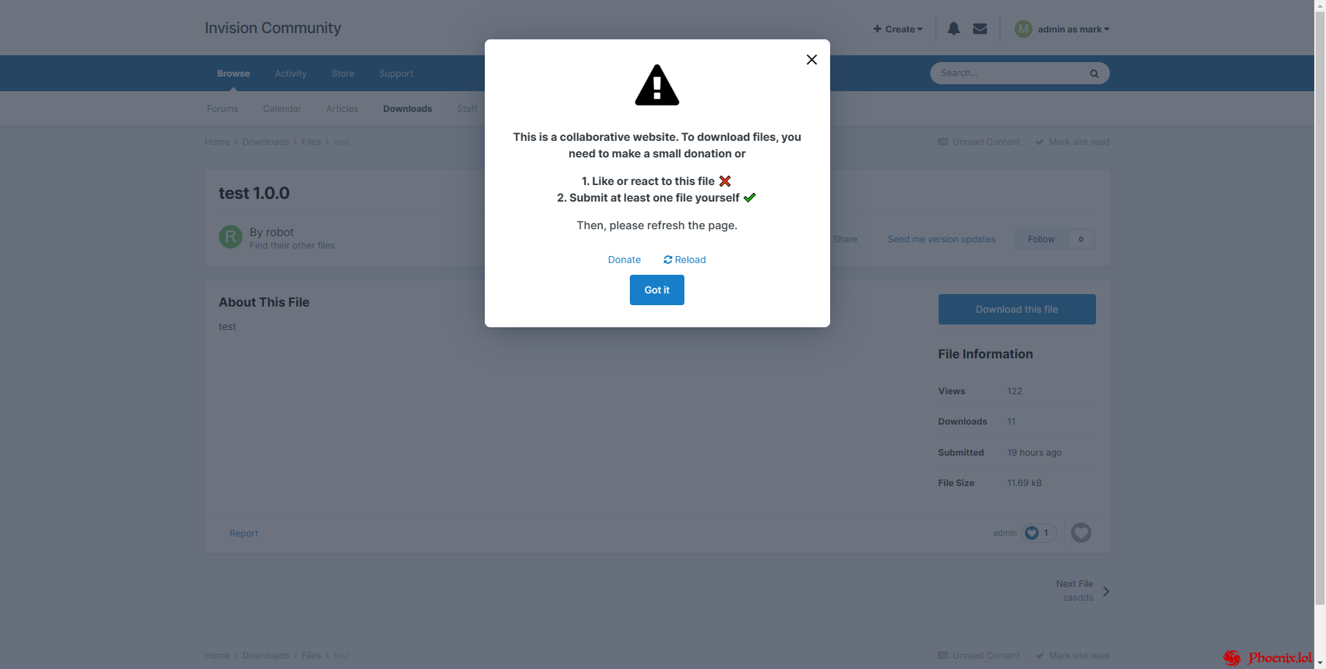 Download Restrictions: Like and Upload a File First